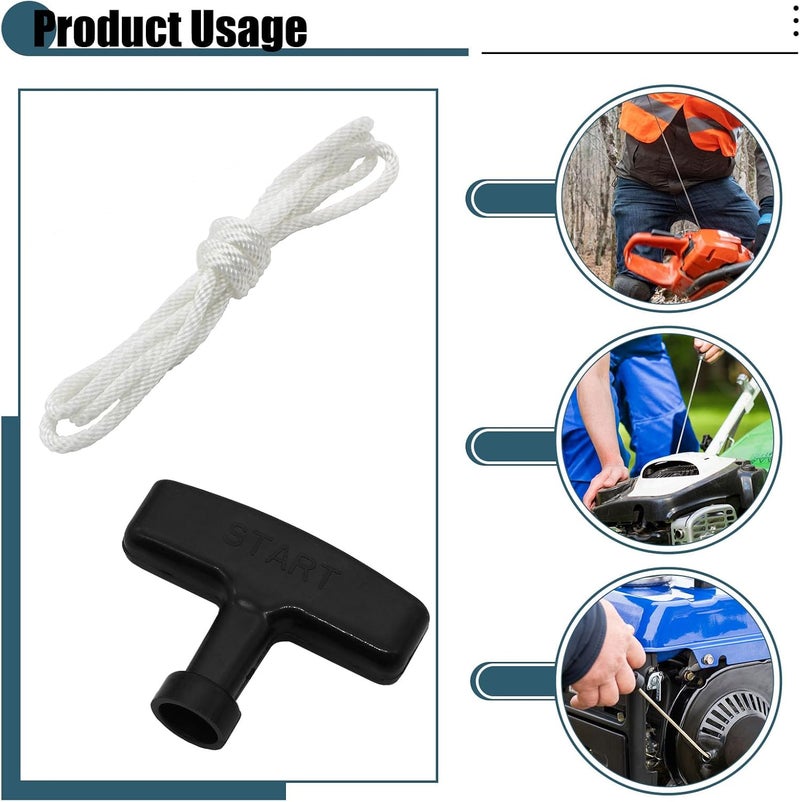 Rierdge 2 Set 4ft Pull Cord Rope for GX200 GX120 GX240 GX270 Champion Generator, Pull Cord with Recoil Starter Handle - Image 4